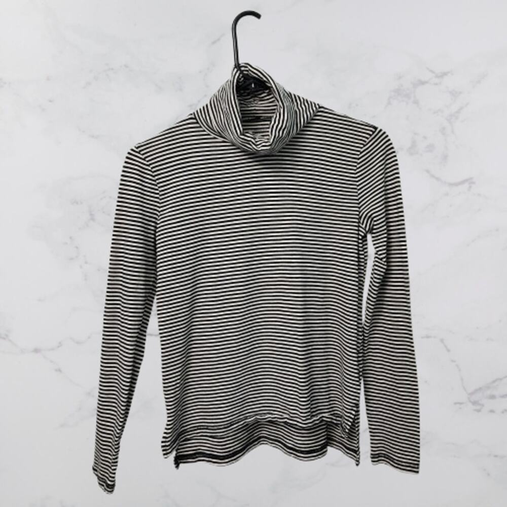 Madewell 100% Cotton Turtleneck Tan & Black Stripe XXS